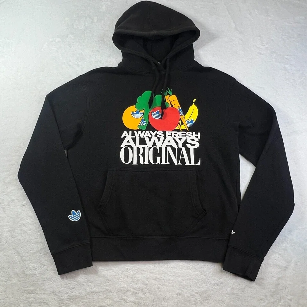 Adidas Originals Always Fresh Alway Original Black Hoodie Men's Small Distressed